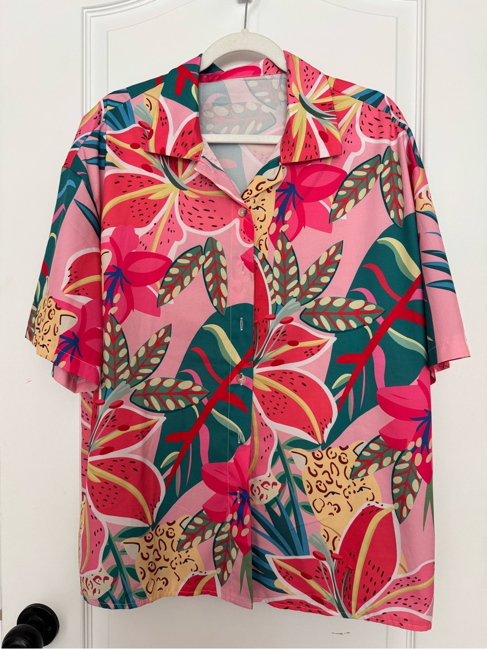 Tropical Floral Sleeve Shirt & Short Set - Pink